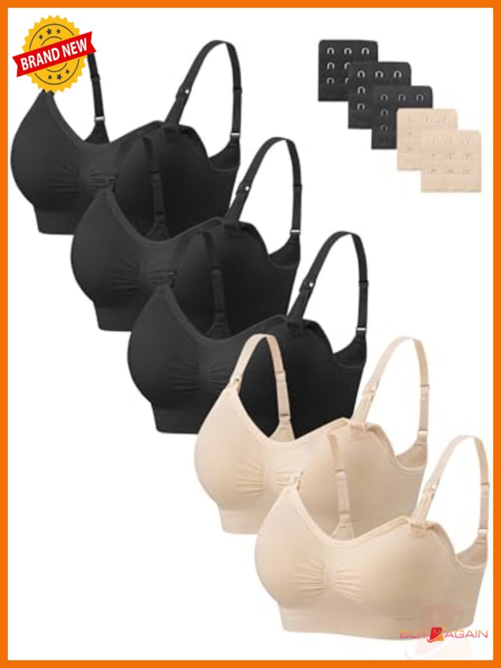 Nursing Bra 5 Pack Maternity Seamless Wireless Sleep Bra With Extenders